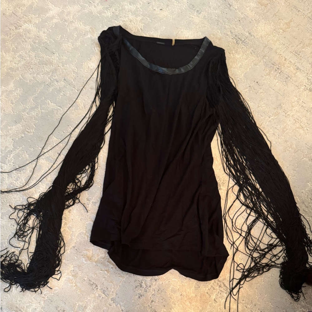 Elie Tahari Black Fringe Tank Top